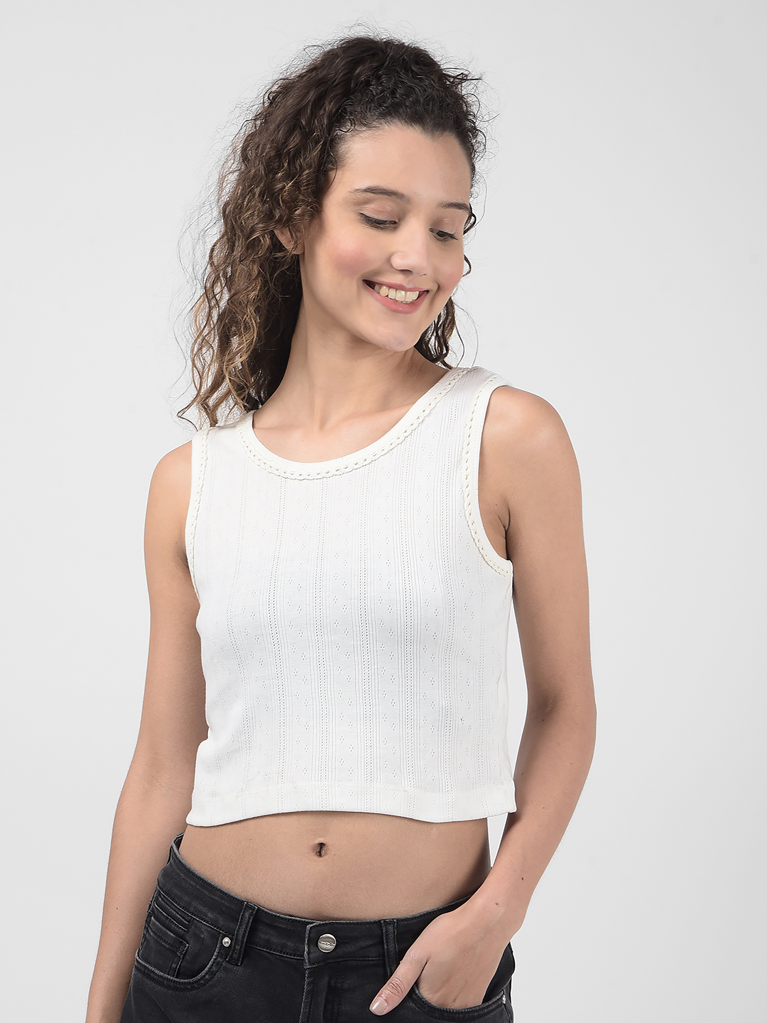 Numero Uno Women Self Design White T-Shirt